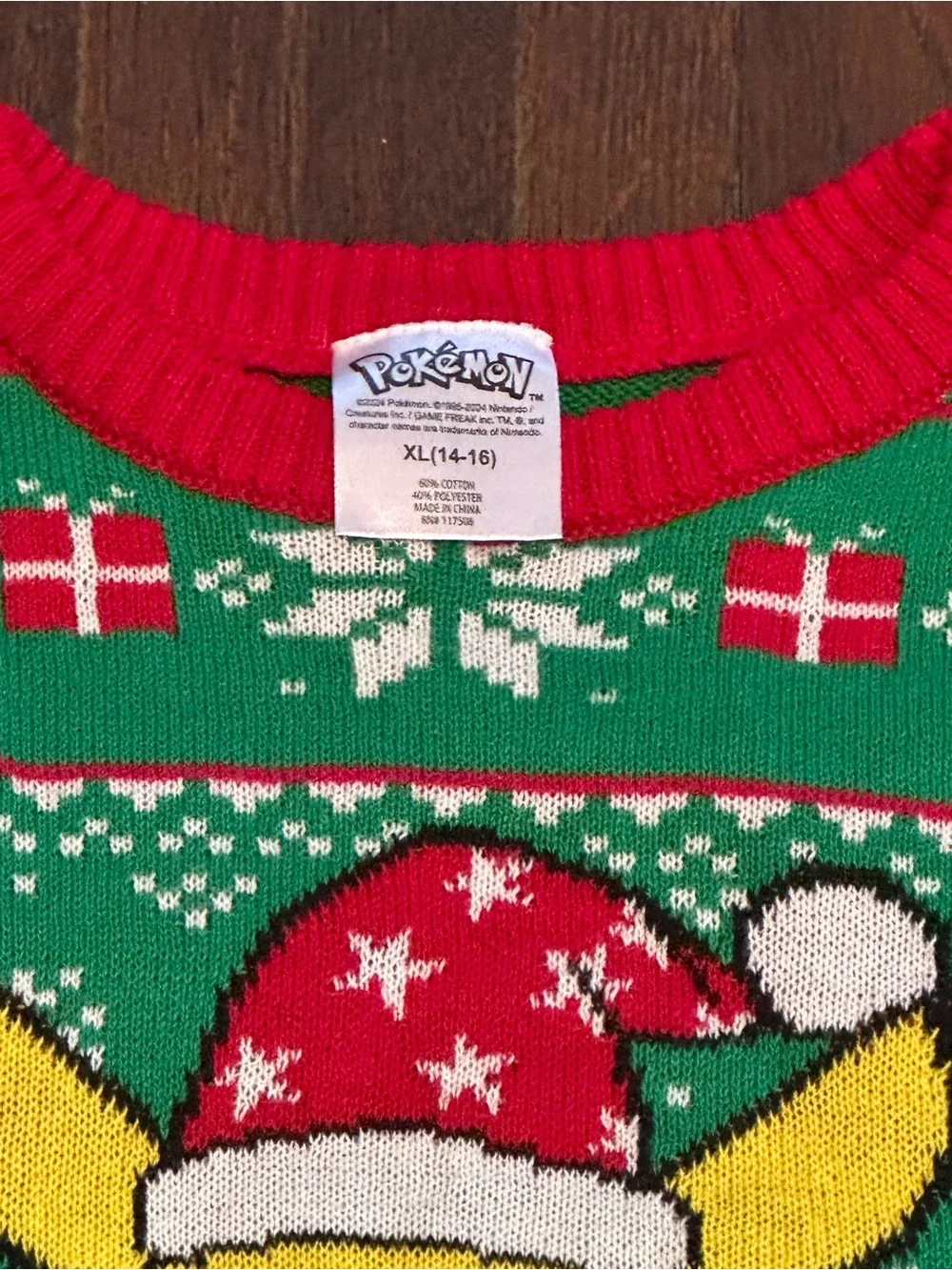 NWT Pokémon Pikachu Holiday Sweater Youth XL (14-16) Green Christmas Pullover